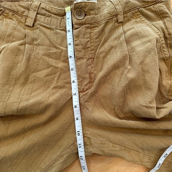 Anthropologie Scout Slim Pleated Pants Size 28 Tan Brown Embroidered Stripes - Picture 9 of 10